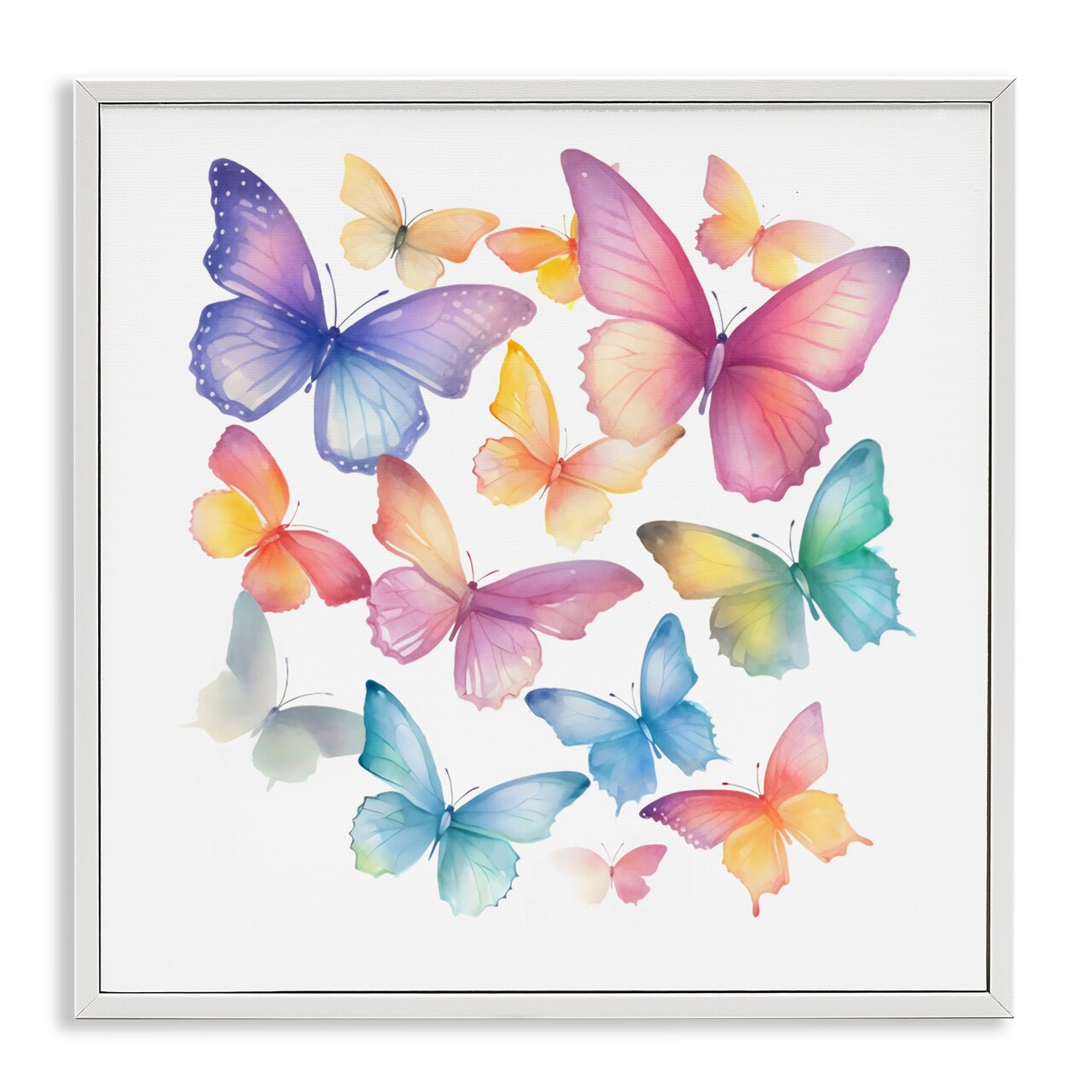 Stupell Industries Rainbow Butterflies Rabble Framed Giclee, design by Creative Studio